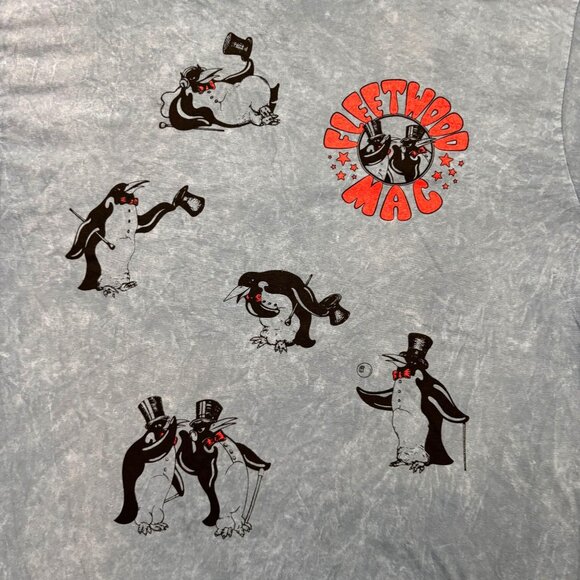 Fleetwood Mac Dapper Penguins Rock Band Mineral Wash T-Shirt Size Large - Picture 2 of 4